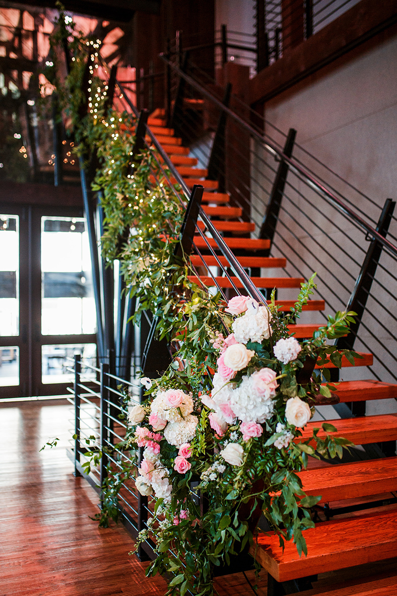 Greenery and Floral Adorned Staircase