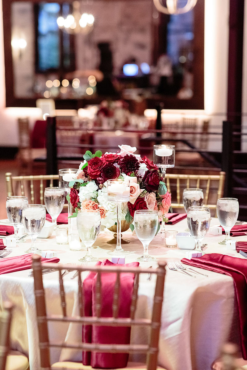 Burgundy Fall Wedding Reception Table
