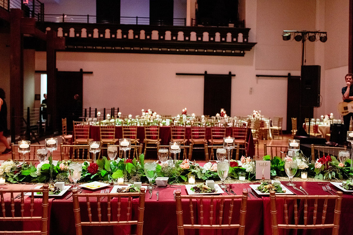 Burgundy Fall Wedding Reception Tables