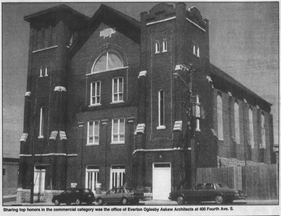 Black and white photo of The Bell Tower in a 1997 issue of the Tennessean
