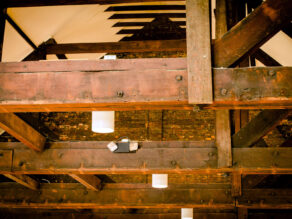 Original wood beams from the historic St. Paul A.M.E. Church built in 1874